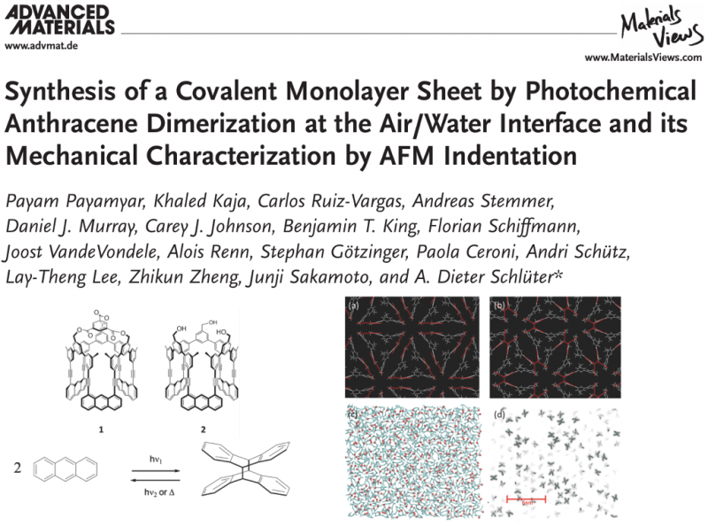  Synthesis of a Covalent Monolayer Sheet by Photochemical Anthracene Dimerization at the Air/Water Interface and its Mechanical Characterization by AFM Indentation