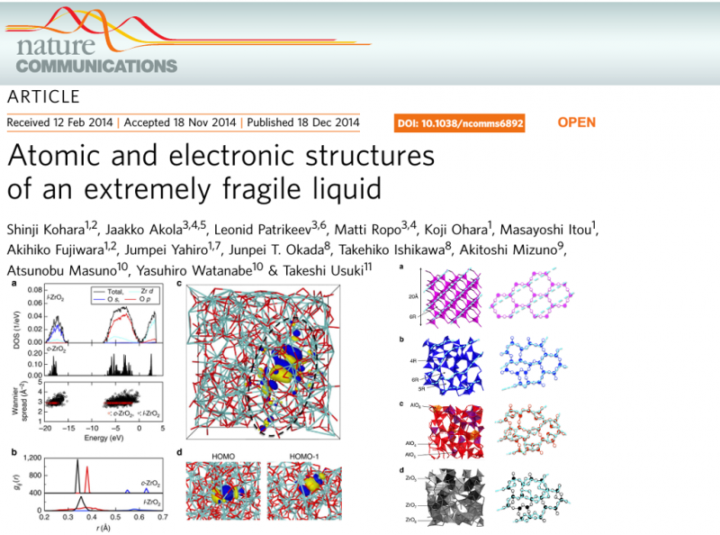  Atomic and electronic structures of an extremely fragile liquid