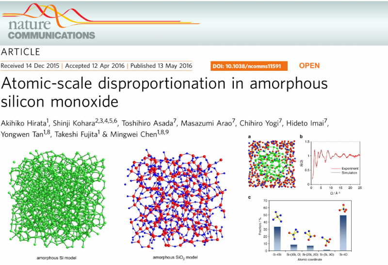  Atomic-scale disproportionation in amorphous silicon monoxide
