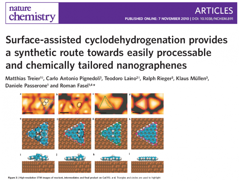 Surface-assisted cyclodehydrogenation provides a synthetic route towards easily processable and chemically tailored nanographenes 